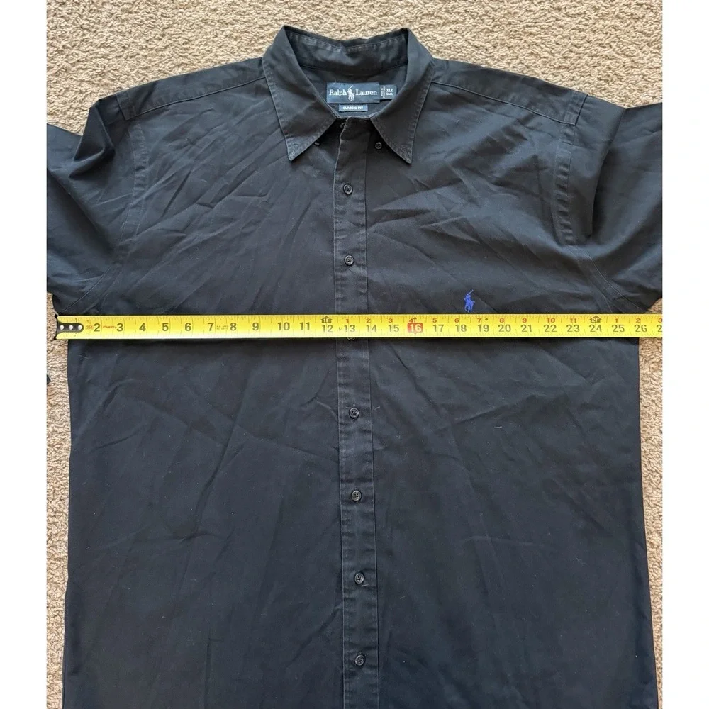 Polo Ralph Lauren Shirt‎ Mens Large Black Twill Long Sleeve Classic Fit XL Tall